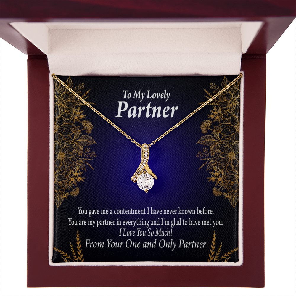 To My Partner In Everything Alluring Ribbon Necklace Message Card-Express Your Love Gifts