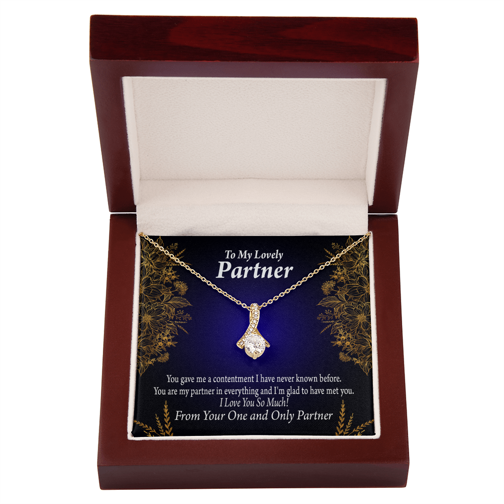 To My Partner In Everything Alluring Ribbon Necklace Message Card-Express Your Love Gifts