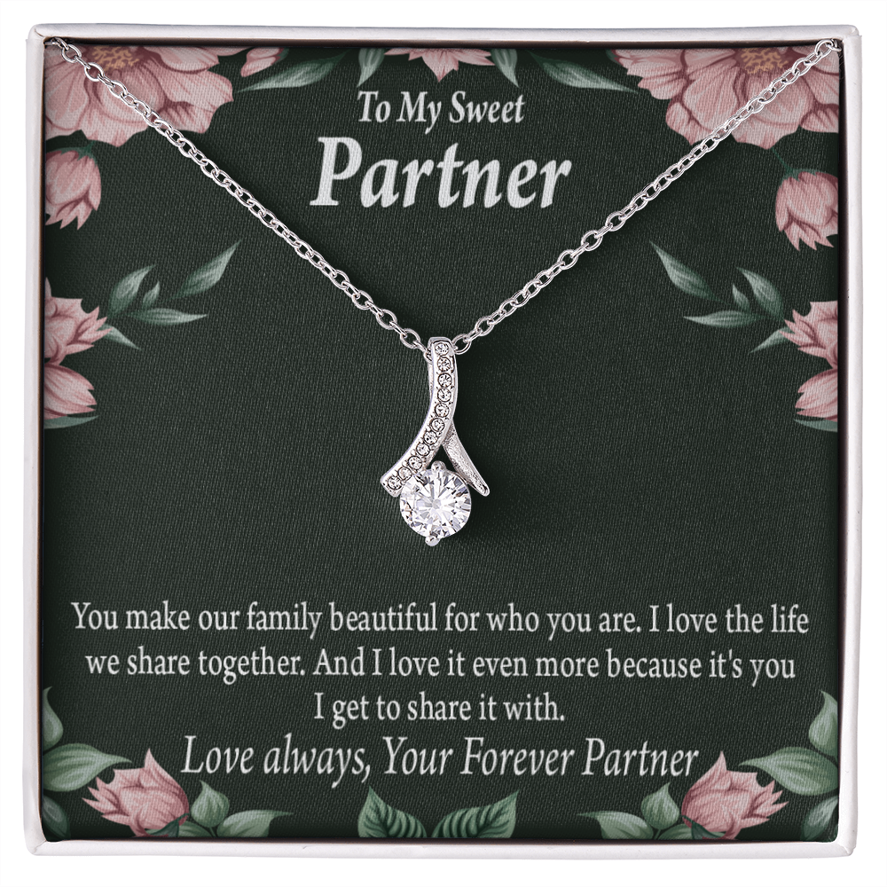 To My Partner Life Together Alluring Ribbon Necklace Message Card-Express Your Love Gifts