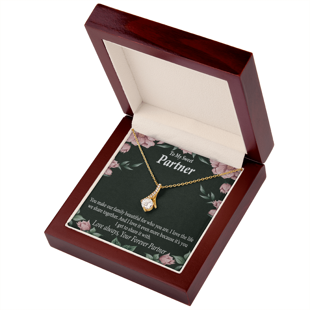 To My Partner Life Together Alluring Ribbon Necklace Message Card-Express Your Love Gifts