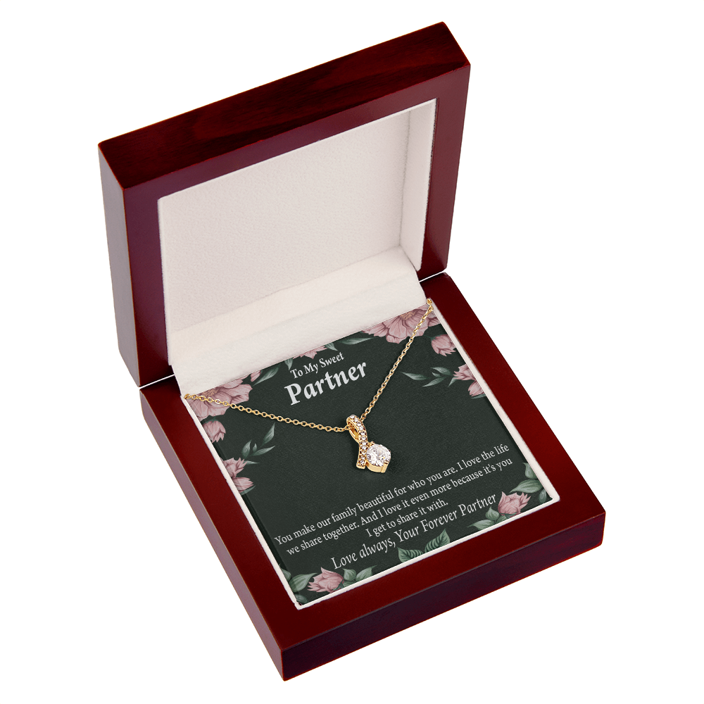 To My Partner Life Together Alluring Ribbon Necklace Message Card-Express Your Love Gifts