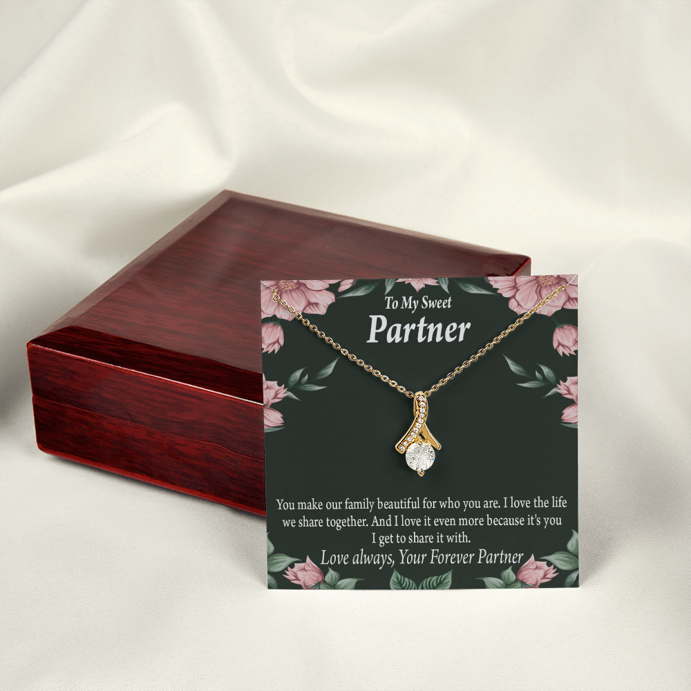 To My Partner Life Together Alluring Ribbon Necklace Message Card-Express Your Love Gifts