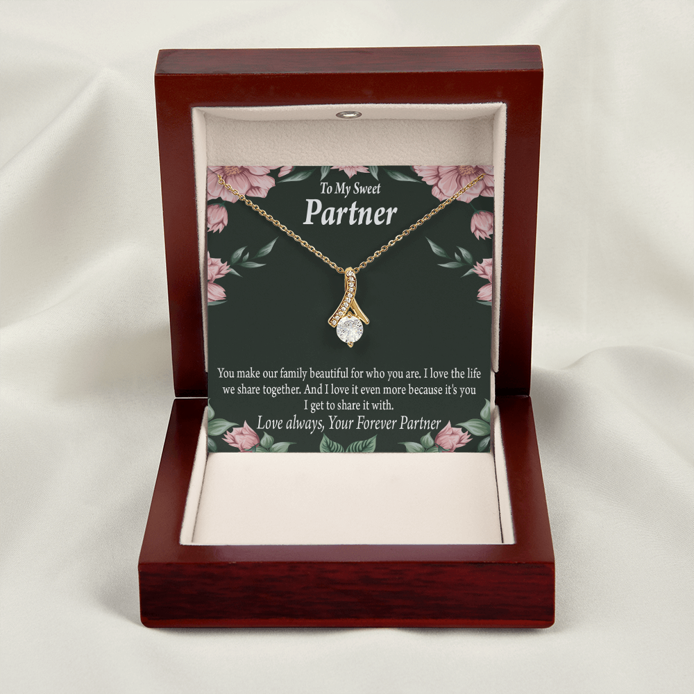 To My Partner Life Together Alluring Ribbon Necklace Message Card-Express Your Love Gifts