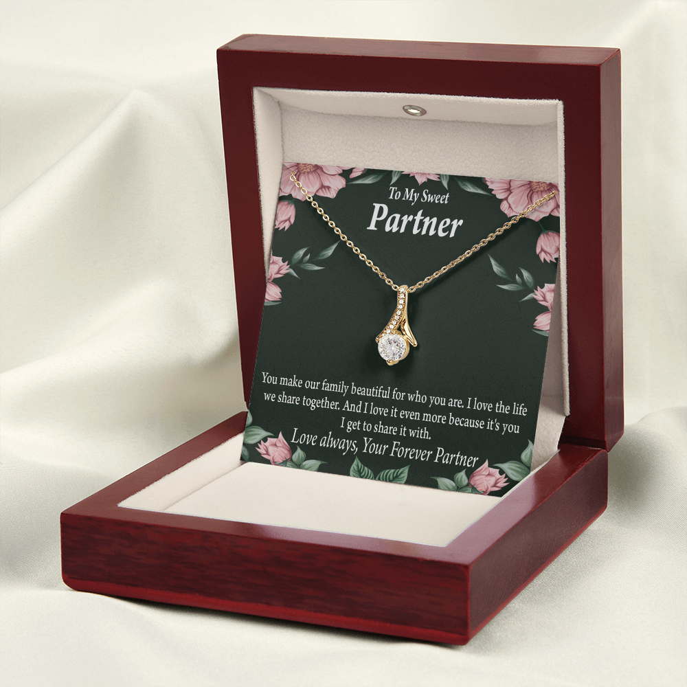 To My Partner Life Together Alluring Ribbon Necklace Message Card-Express Your Love Gifts