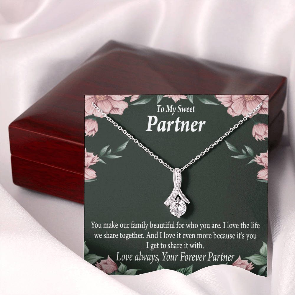 To My Partner Life Together Alluring Ribbon Necklace Message Card-Express Your Love Gifts