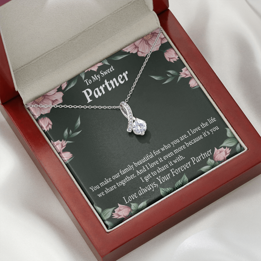 To My Partner Life Together Alluring Ribbon Necklace Message Card-Express Your Love Gifts