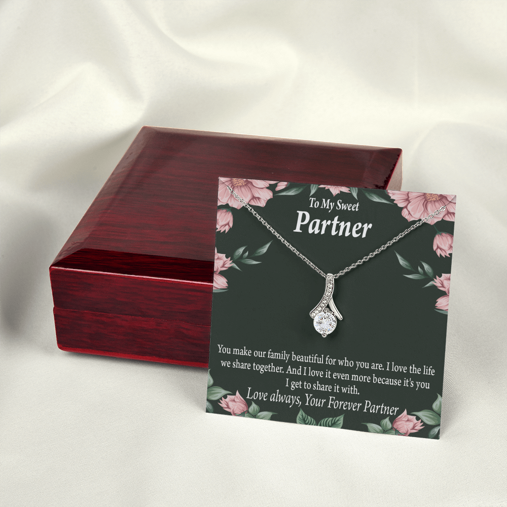 To My Partner Life Together Alluring Ribbon Necklace Message Card-Express Your Love Gifts