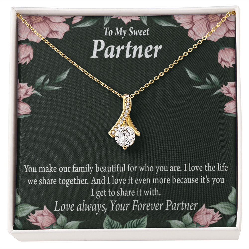 To My Partner Life Together Alluring Ribbon Necklace Message Card-Express Your Love Gifts