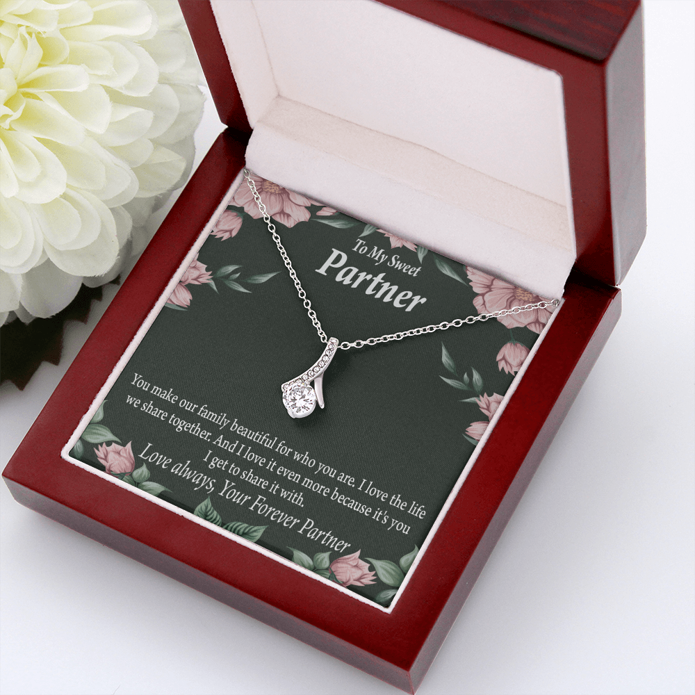 To My Partner Life Together Alluring Ribbon Necklace Message Card-Express Your Love Gifts
