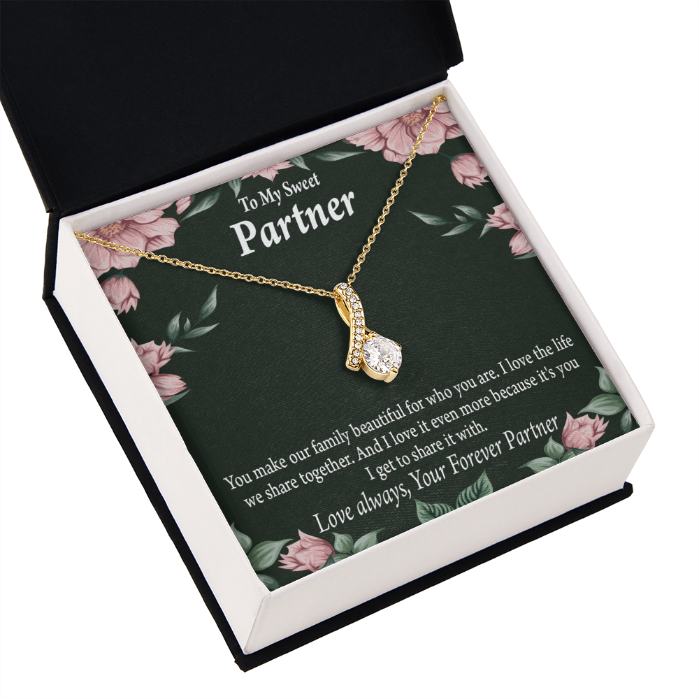 To My Partner Life Together Alluring Ribbon Necklace Message Card-Express Your Love Gifts