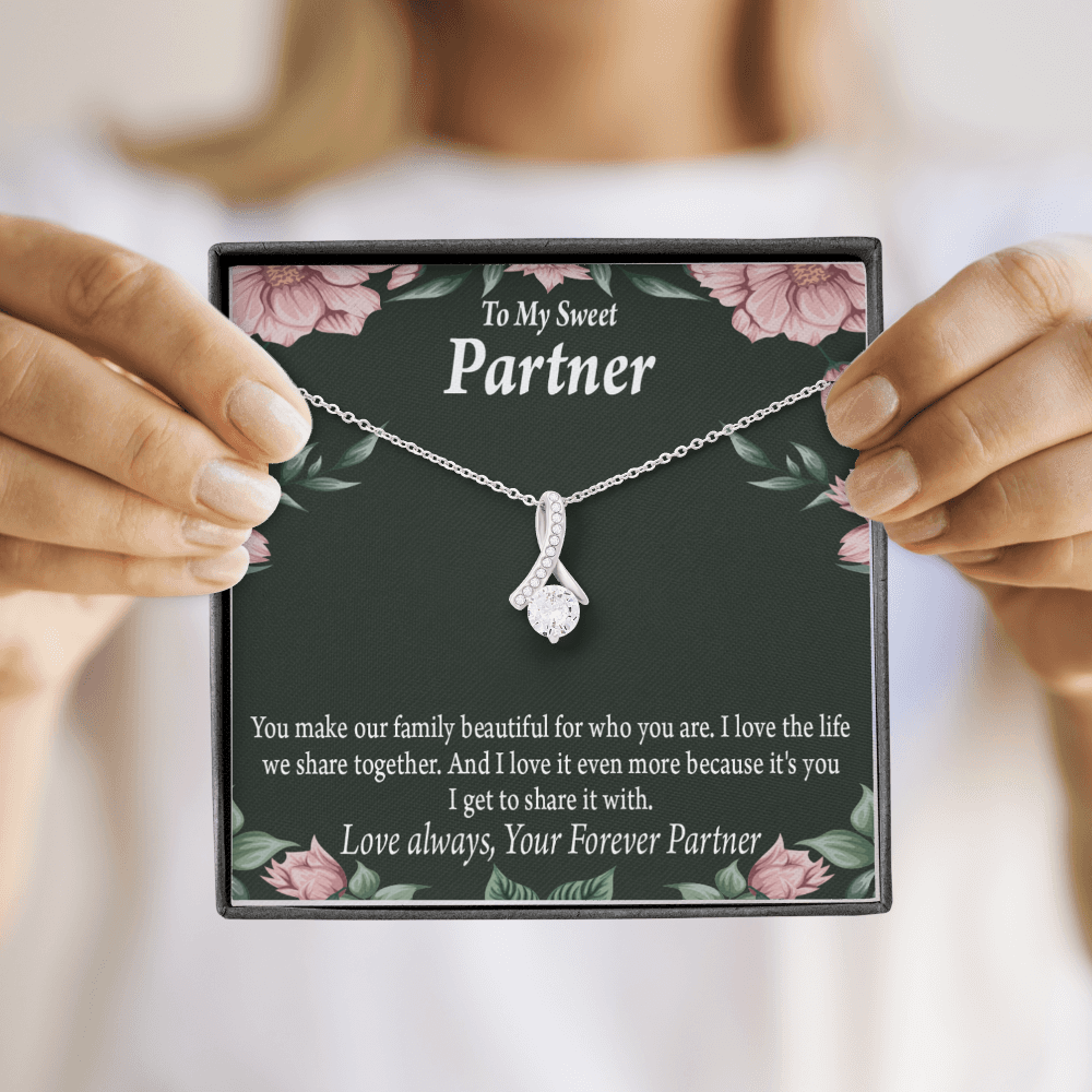 To My Partner Life Together Alluring Ribbon Necklace Message Card-Express Your Love Gifts