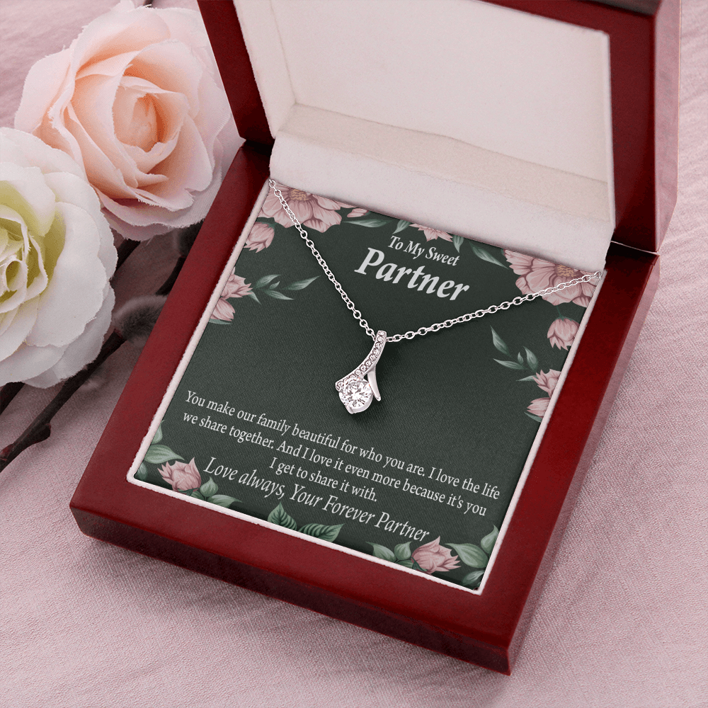 To My Partner Life Together Alluring Ribbon Necklace Message Card-Express Your Love Gifts