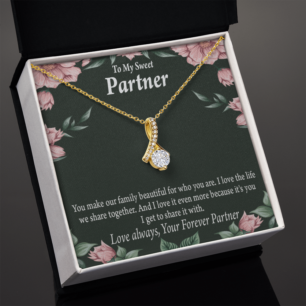 To My Partner Life Together Alluring Ribbon Necklace Message Card-Express Your Love Gifts