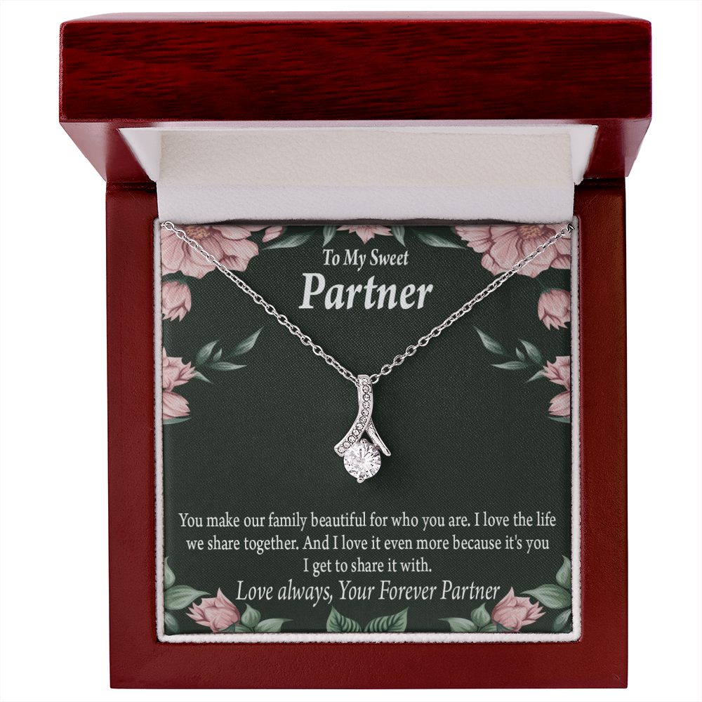 To My Partner Life Together Alluring Ribbon Necklace Message Card-Express Your Love Gifts