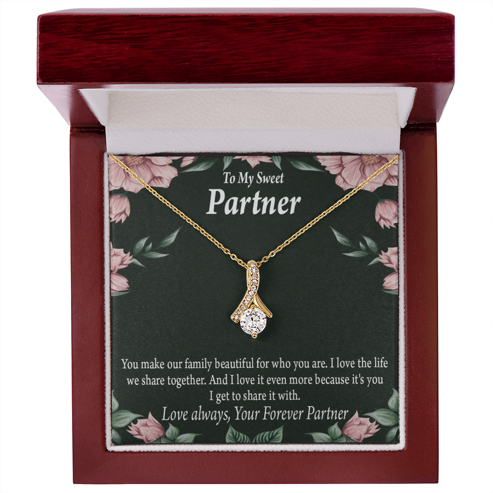 To My Partner Life Together Alluring Ribbon Necklace Message Card-Express Your Love Gifts