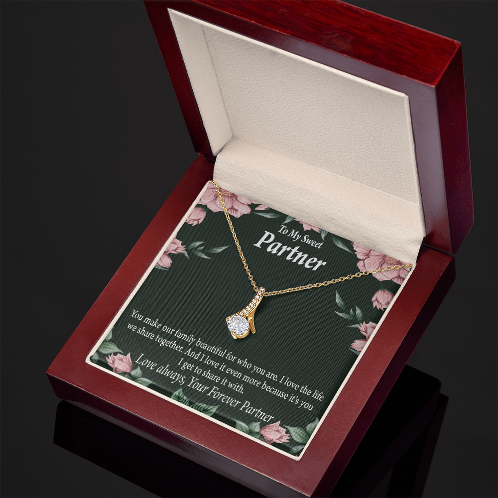 To My Partner Life Together Alluring Ribbon Necklace Message Card-Express Your Love Gifts