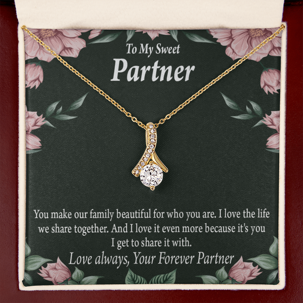 To My Partner Life Together Alluring Ribbon Necklace Message Card-Express Your Love Gifts