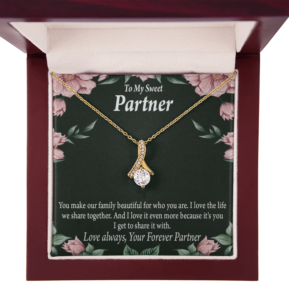 To My Partner Life Together Alluring Ribbon Necklace Message Card-Express Your Love Gifts