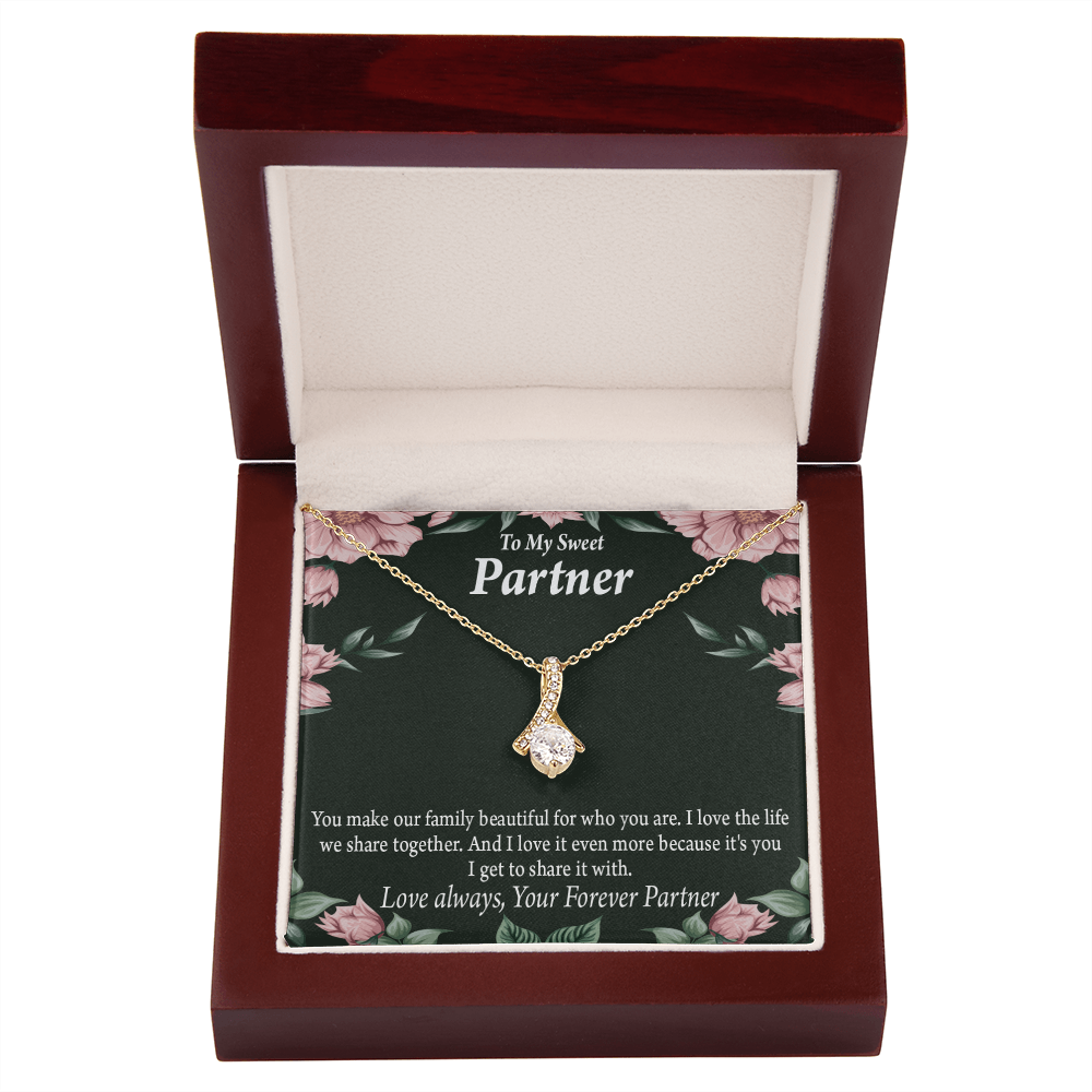 To My Partner Life Together Alluring Ribbon Necklace Message Card-Express Your Love Gifts