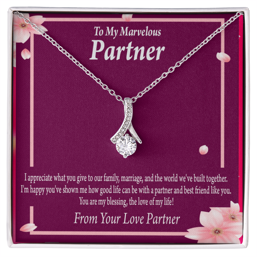 To My Partner Love Of My Life Alluring Ribbon Necklace Message Card-Express Your Love Gifts