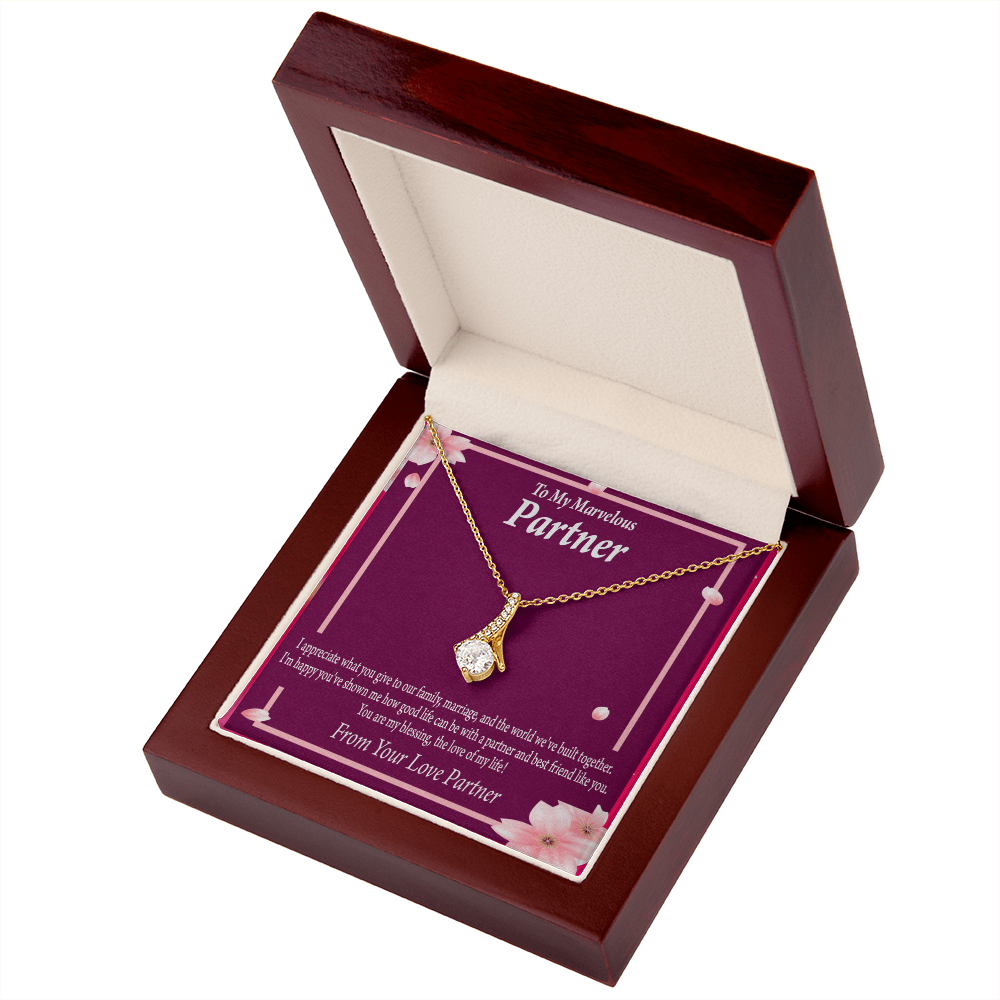 To My Partner Love Of My Life Alluring Ribbon Necklace Message Card-Express Your Love Gifts