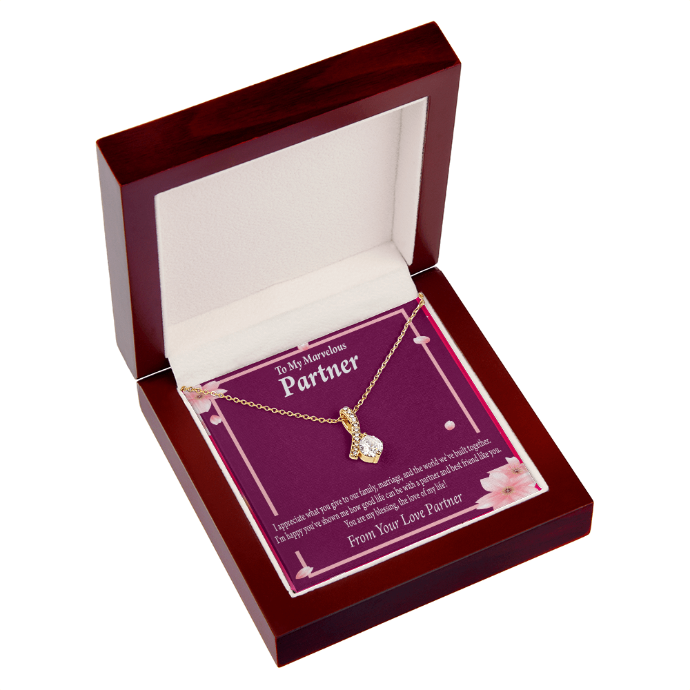 To My Partner Love Of My Life Alluring Ribbon Necklace Message Card-Express Your Love Gifts