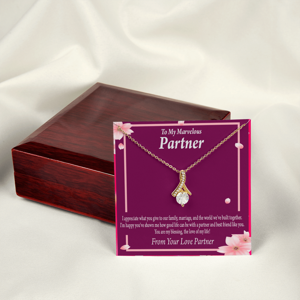 To My Partner Love Of My Life Alluring Ribbon Necklace Message Card-Express Your Love Gifts