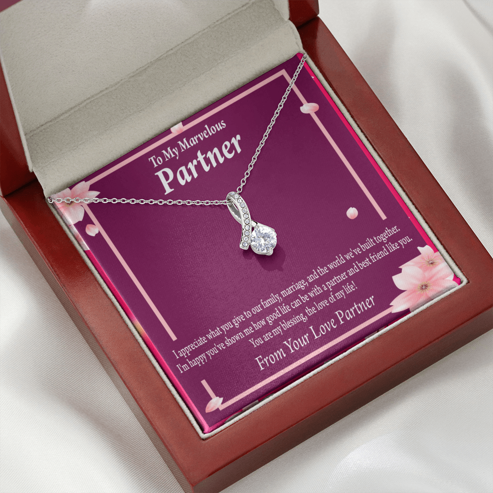 To My Partner Love Of My Life Alluring Ribbon Necklace Message Card-Express Your Love Gifts