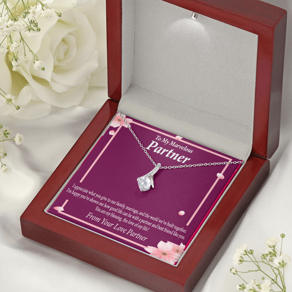 To My Partner Love Of My Life Alluring Ribbon Necklace Message Card-Express Your Love Gifts