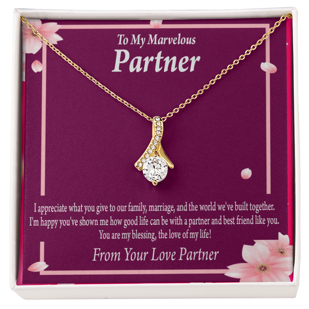 To My Partner Love Of My Life Alluring Ribbon Necklace Message Card-Express Your Love Gifts