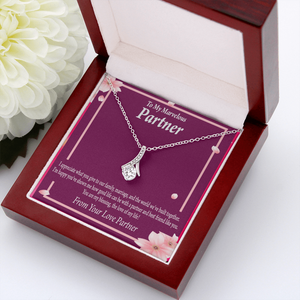 To My Partner Love Of My Life Alluring Ribbon Necklace Message Card-Express Your Love Gifts