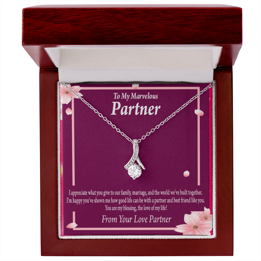 To My Partner Love Of My Life Alluring Ribbon Necklace Message Card-Express Your Love Gifts
