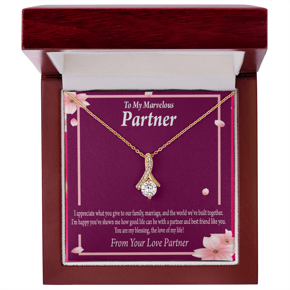 To My Partner Love Of My Life Alluring Ribbon Necklace Message Card-Express Your Love Gifts