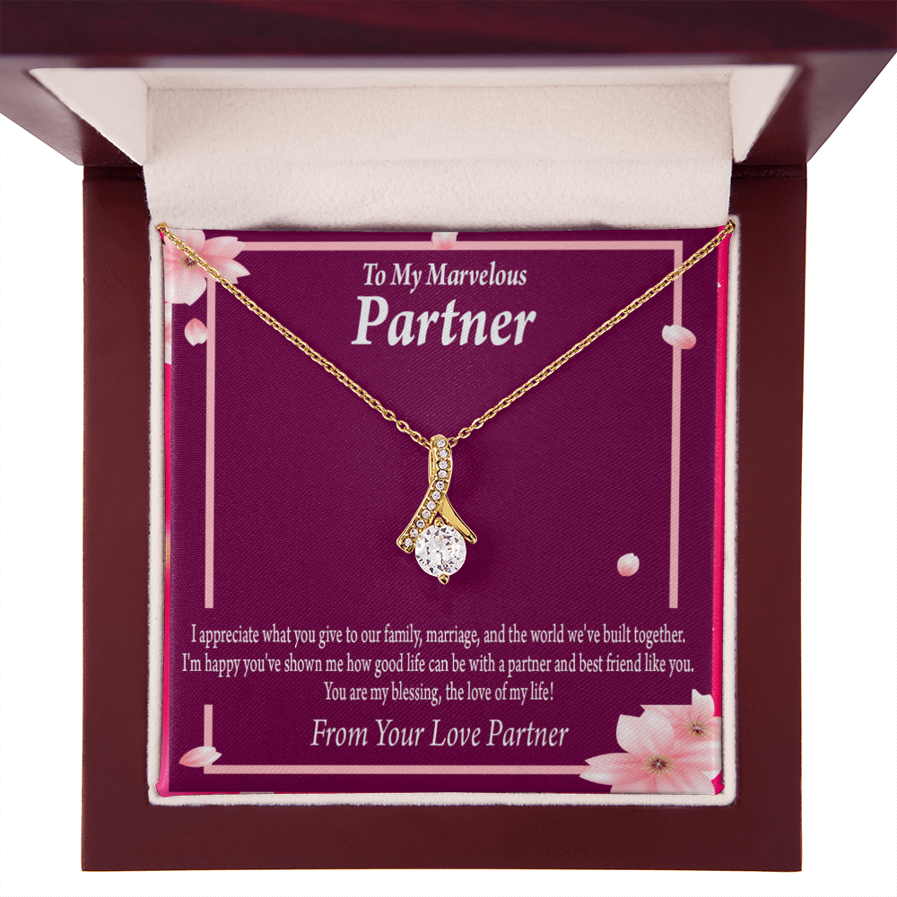 To My Partner Love Of My Life Alluring Ribbon Necklace Message Card-Express Your Love Gifts