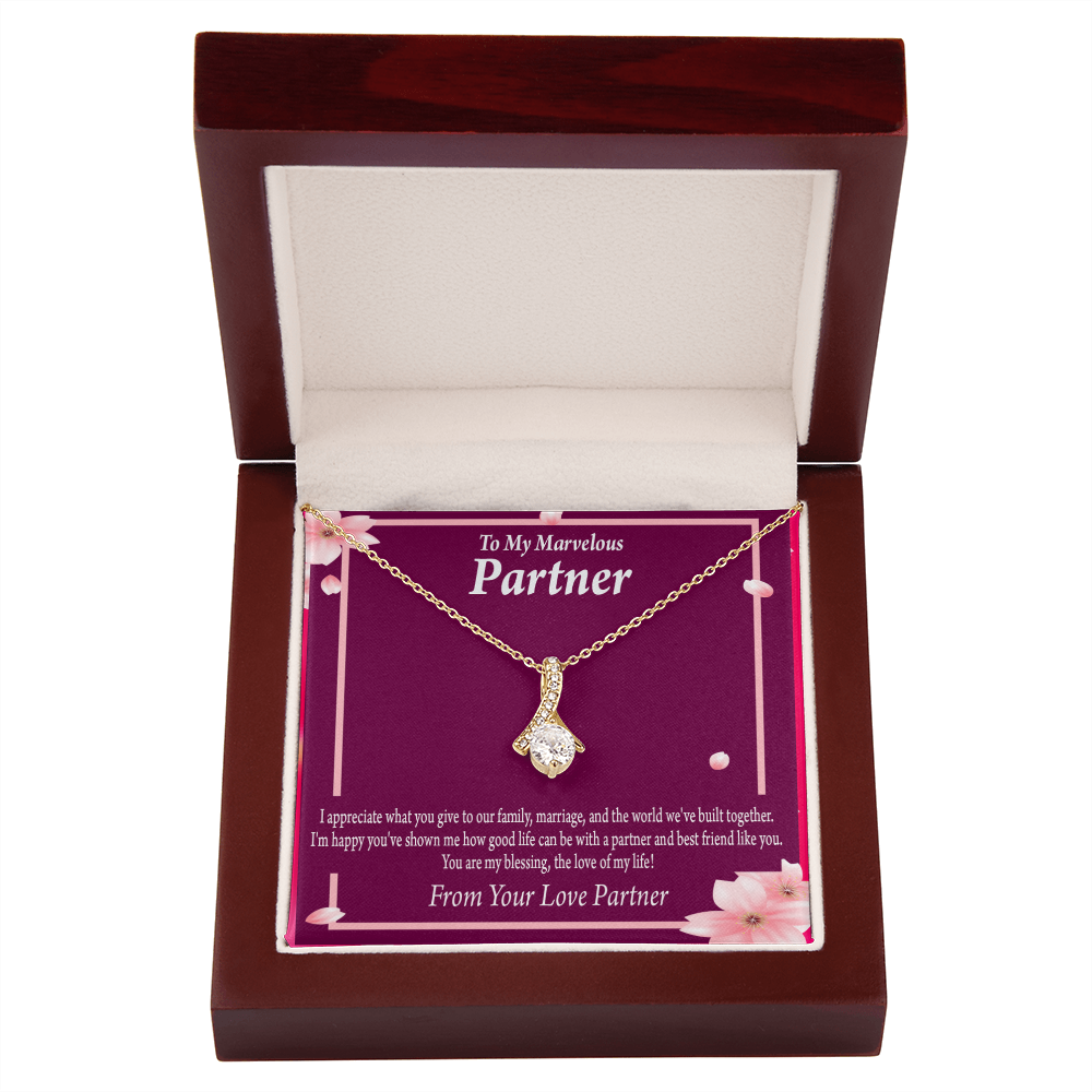 To My Partner Love Of My Life Alluring Ribbon Necklace Message Card-Express Your Love Gifts