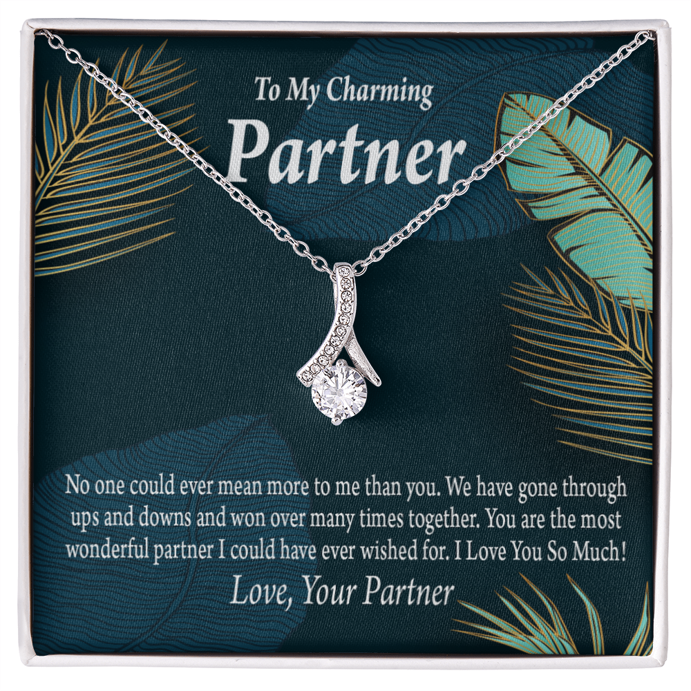 To My Partner Most Wonderful Partner Alluring Ribbon Necklace Message Card-Express Your Love Gifts