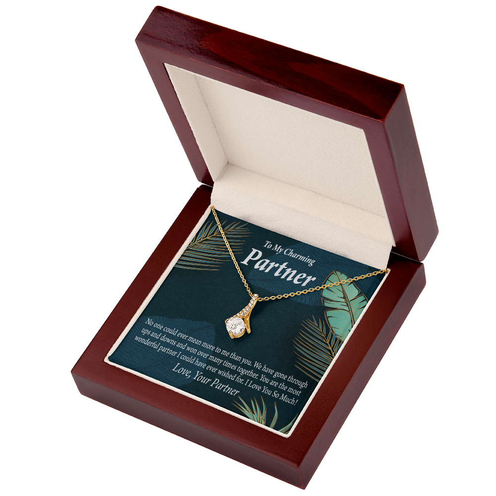 To My Partner Most Wonderful Partner Alluring Ribbon Necklace Message Card-Express Your Love Gifts