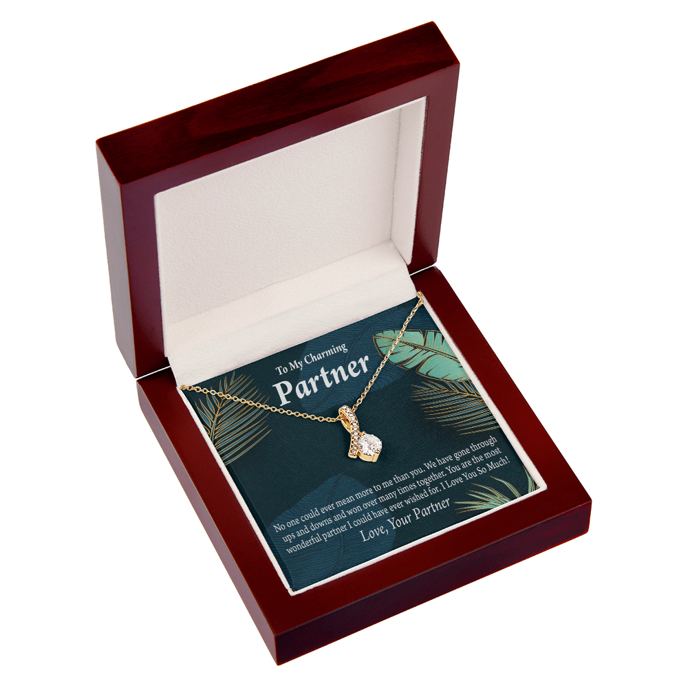 To My Partner Most Wonderful Partner Alluring Ribbon Necklace Message Card-Express Your Love Gifts
