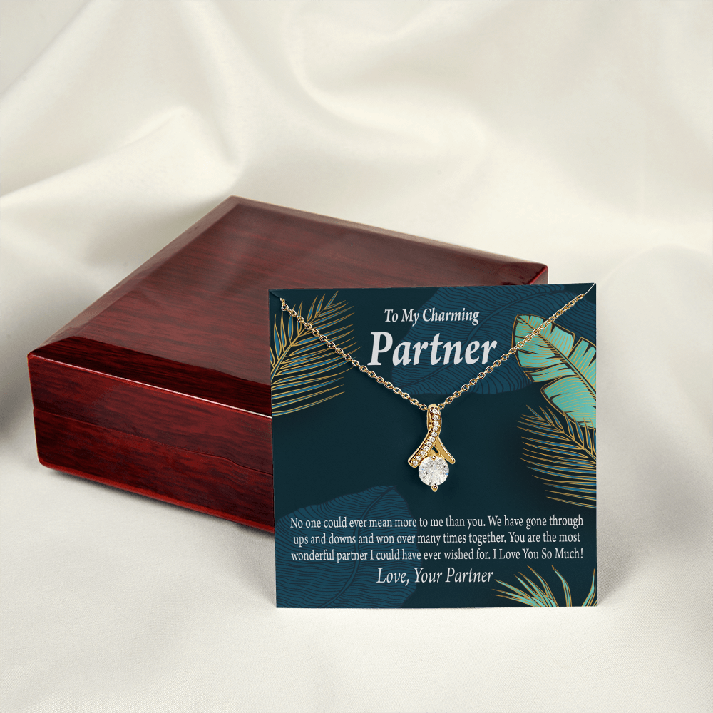 To My Partner Most Wonderful Partner Alluring Ribbon Necklace Message Card-Express Your Love Gifts