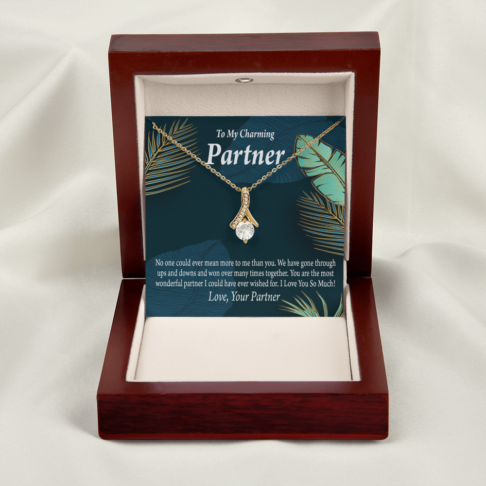 To My Partner Most Wonderful Partner Alluring Ribbon Necklace Message Card-Express Your Love Gifts