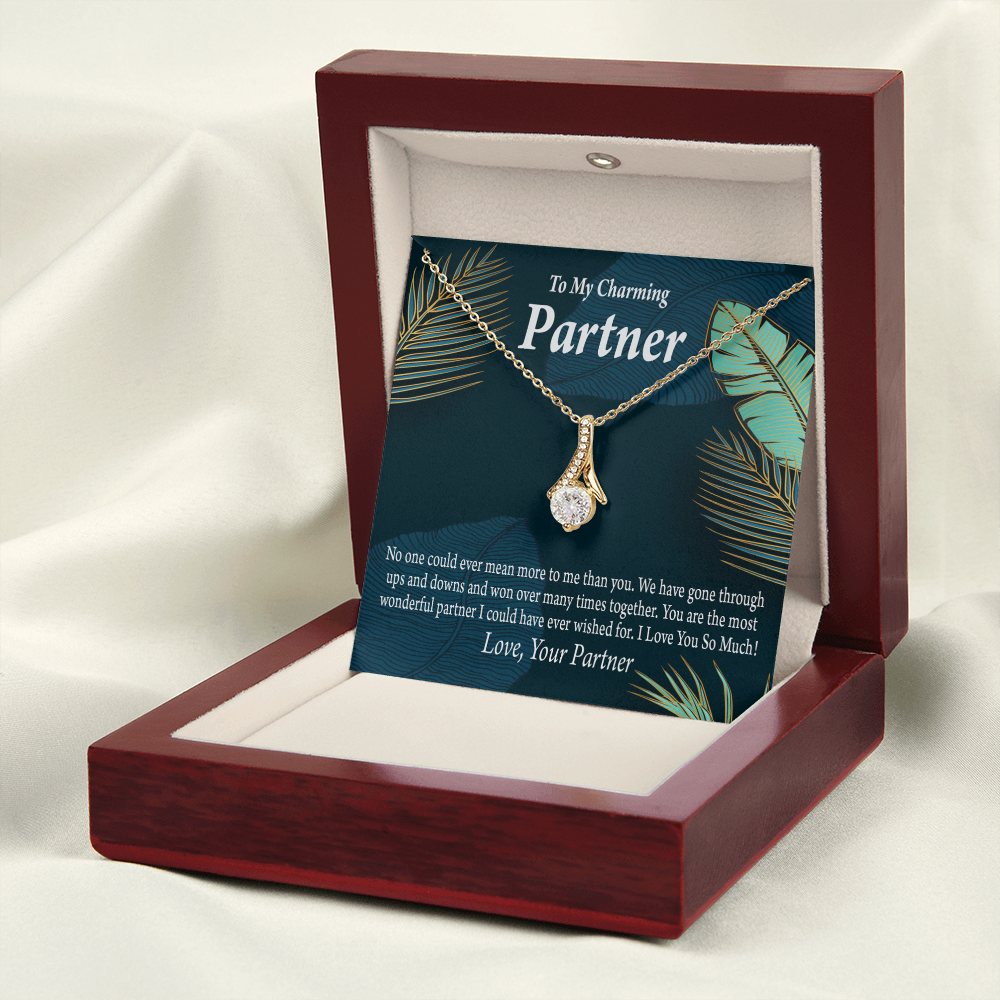 To My Partner Most Wonderful Partner Alluring Ribbon Necklace Message Card-Express Your Love Gifts