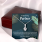 To My Partner Most Wonderful Partner Alluring Ribbon Necklace Message Card-Express Your Love Gifts