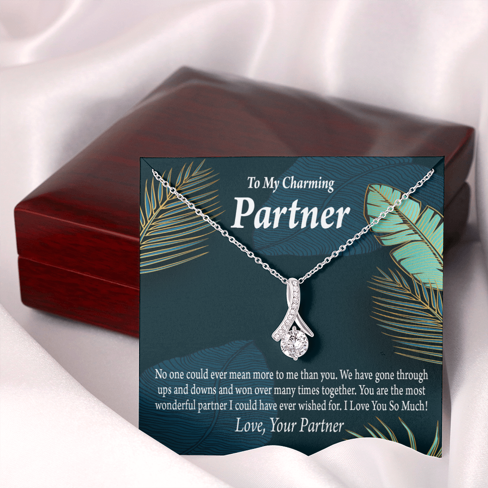 To My Partner Most Wonderful Partner Alluring Ribbon Necklace Message Card-Express Your Love Gifts