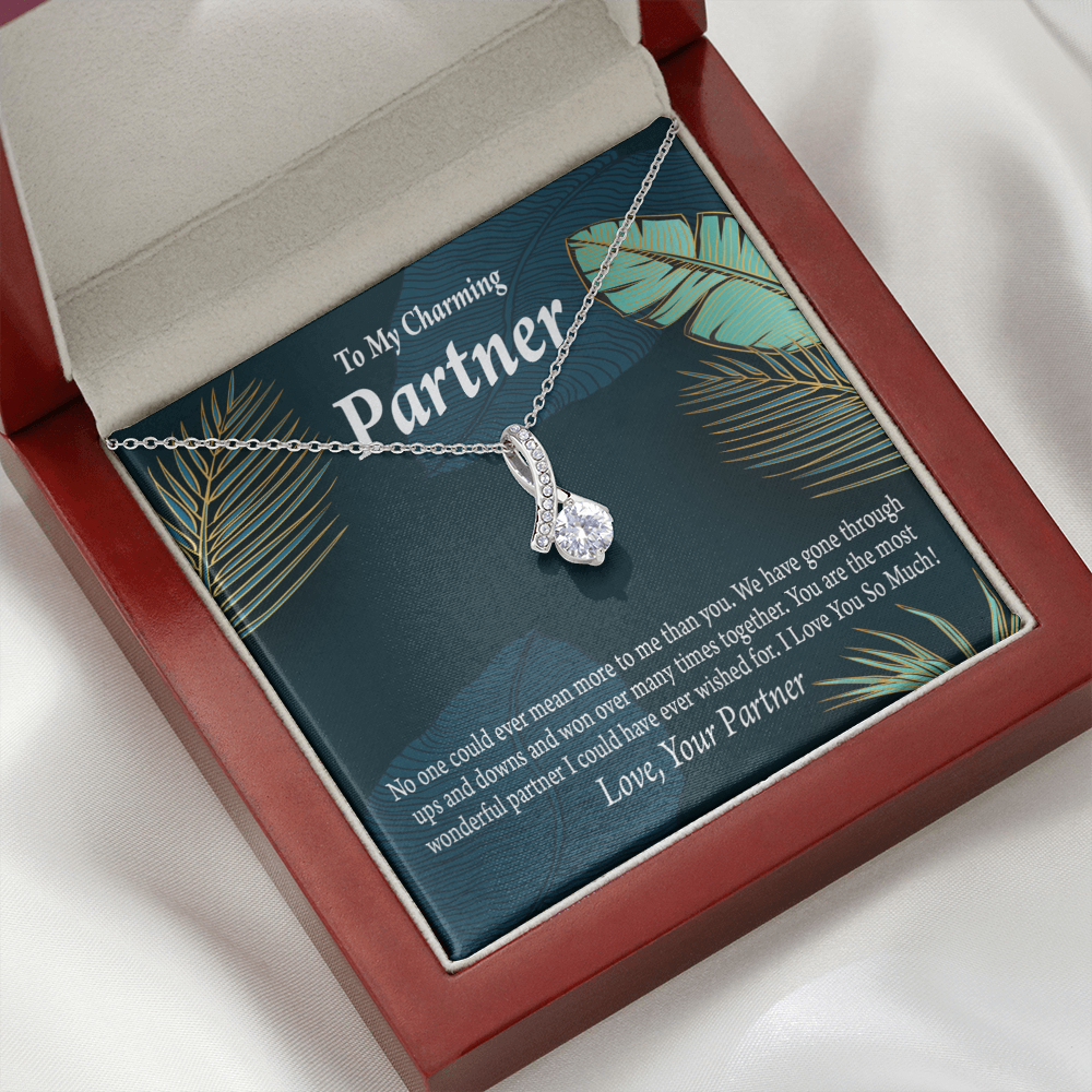 To My Partner Most Wonderful Partner Alluring Ribbon Necklace Message Card-Express Your Love Gifts