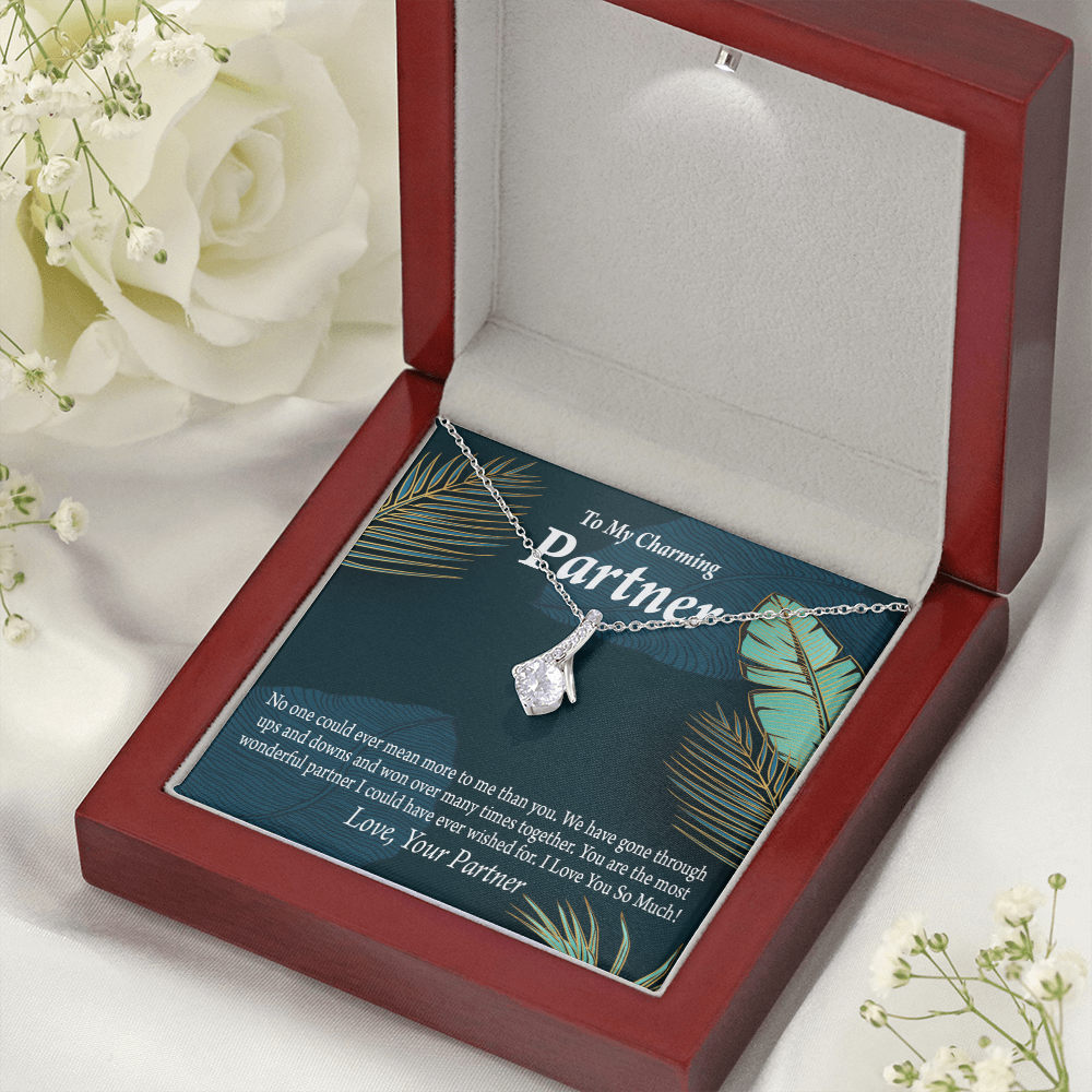 To My Partner Most Wonderful Partner Alluring Ribbon Necklace Message Card-Express Your Love Gifts