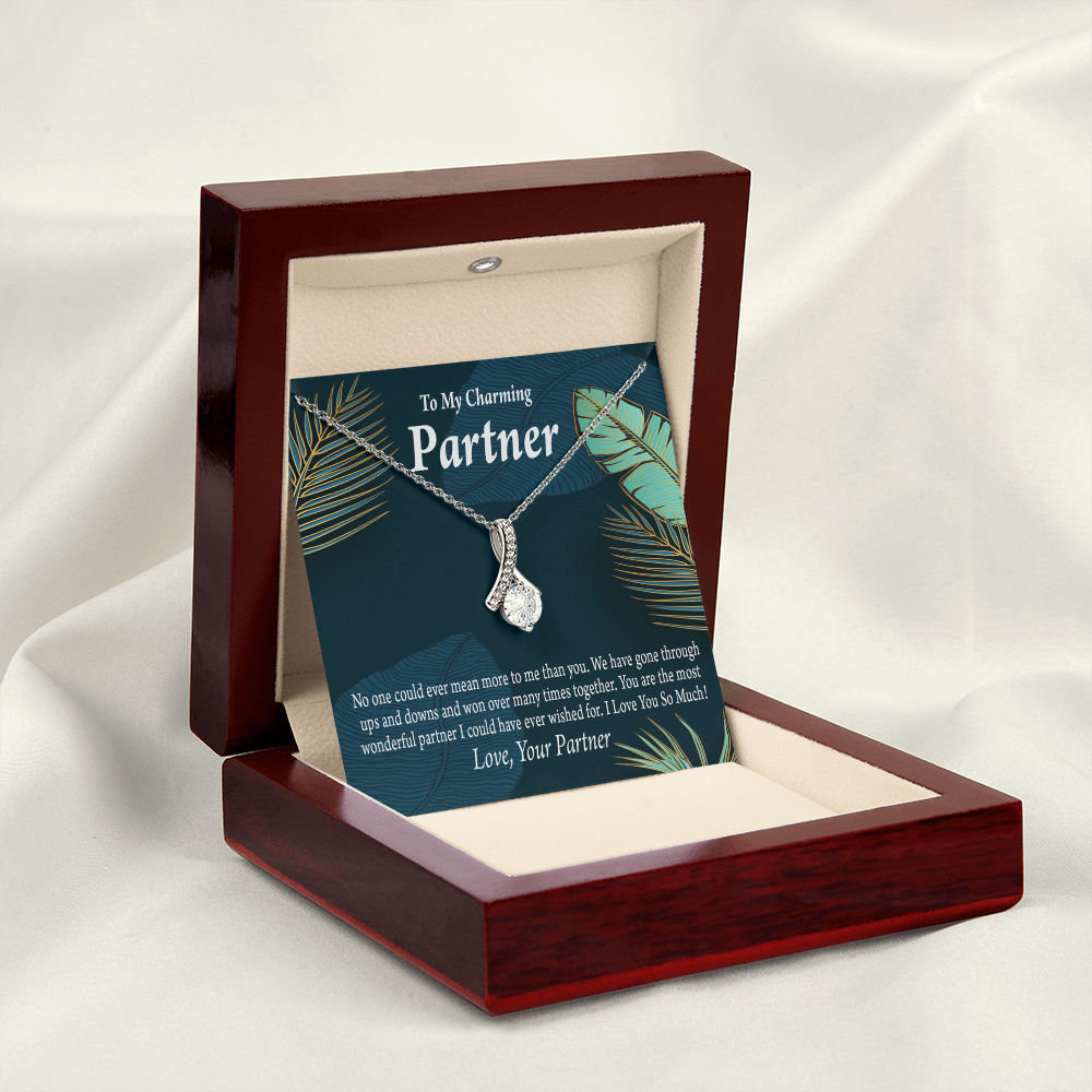To My Partner Most Wonderful Partner Alluring Ribbon Necklace Message Card-Express Your Love Gifts