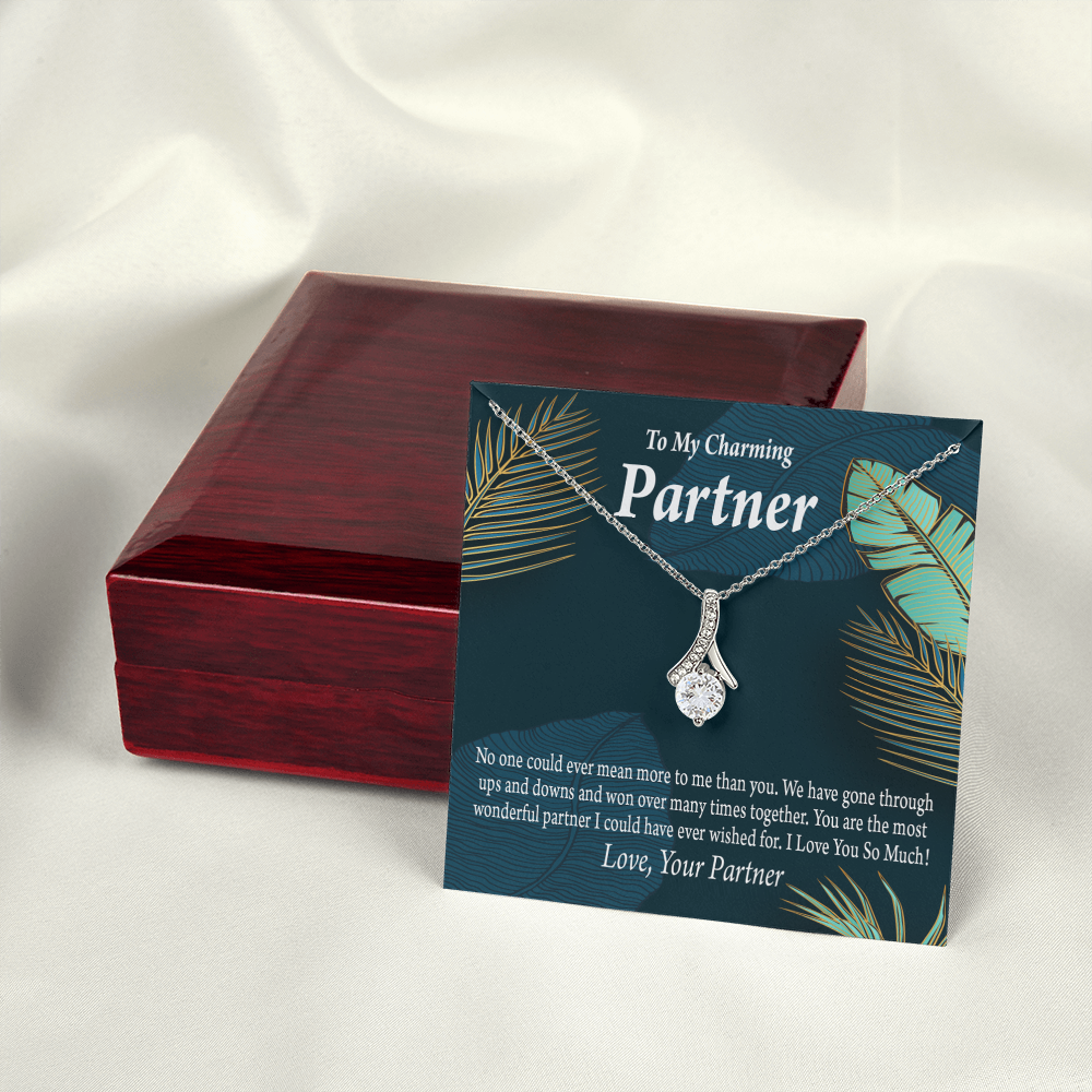 To My Partner Most Wonderful Partner Alluring Ribbon Necklace Message Card-Express Your Love Gifts