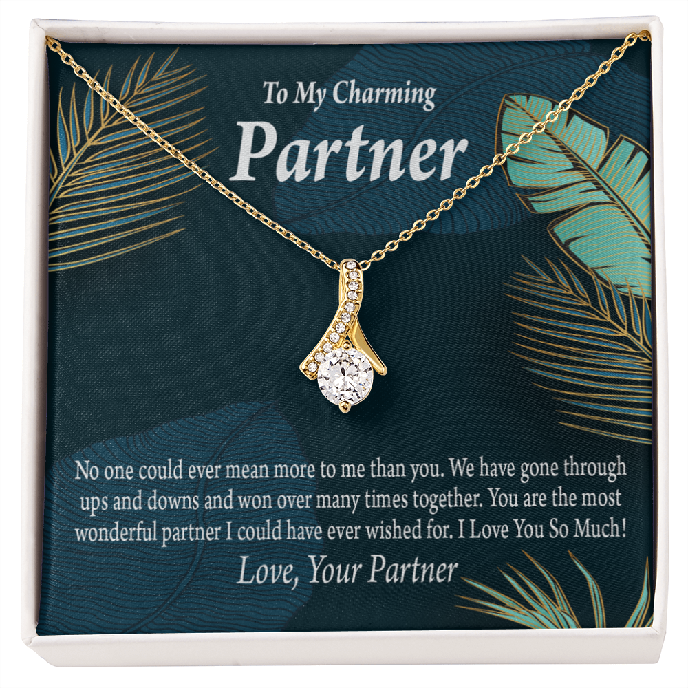To My Partner Most Wonderful Partner Alluring Ribbon Necklace Message Card-Express Your Love Gifts