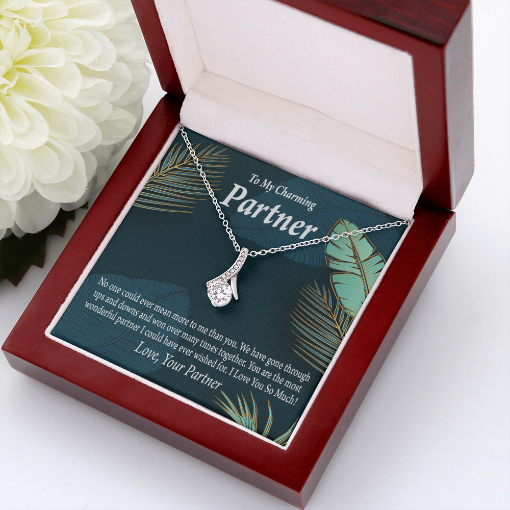 To My Partner Most Wonderful Partner Alluring Ribbon Necklace Message Card-Express Your Love Gifts