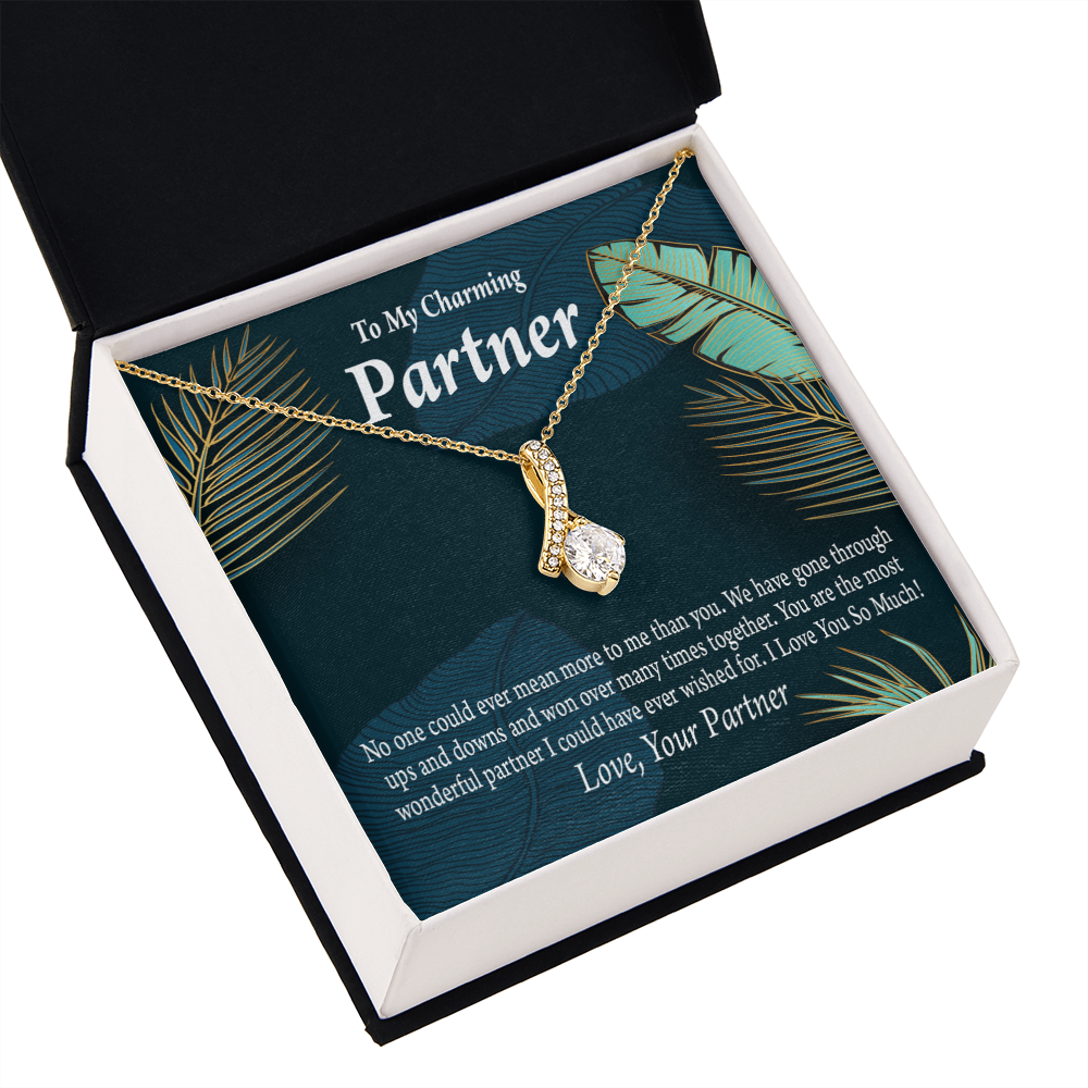 To My Partner Most Wonderful Partner Alluring Ribbon Necklace Message Card-Express Your Love Gifts